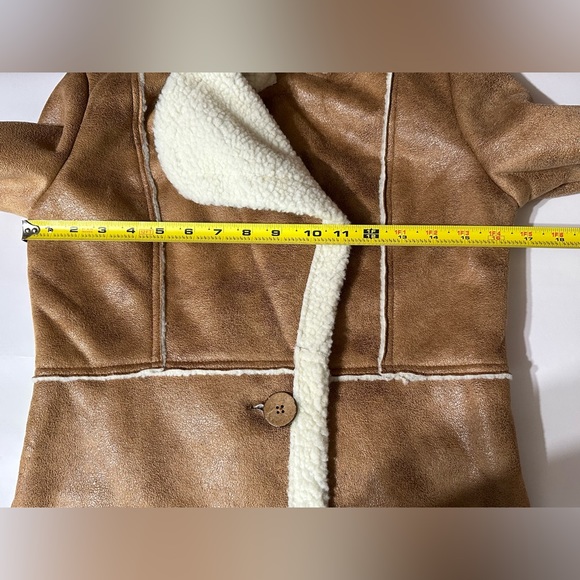 LNK LANDSCAPE Sherpa Shearling Jacket Camel and cream collared Sz Small - Picture 13 of 16